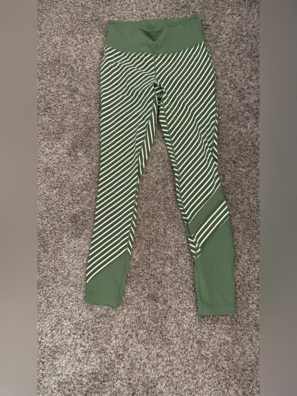 New Balance Olive Green and White Striped Women's Jeggings
